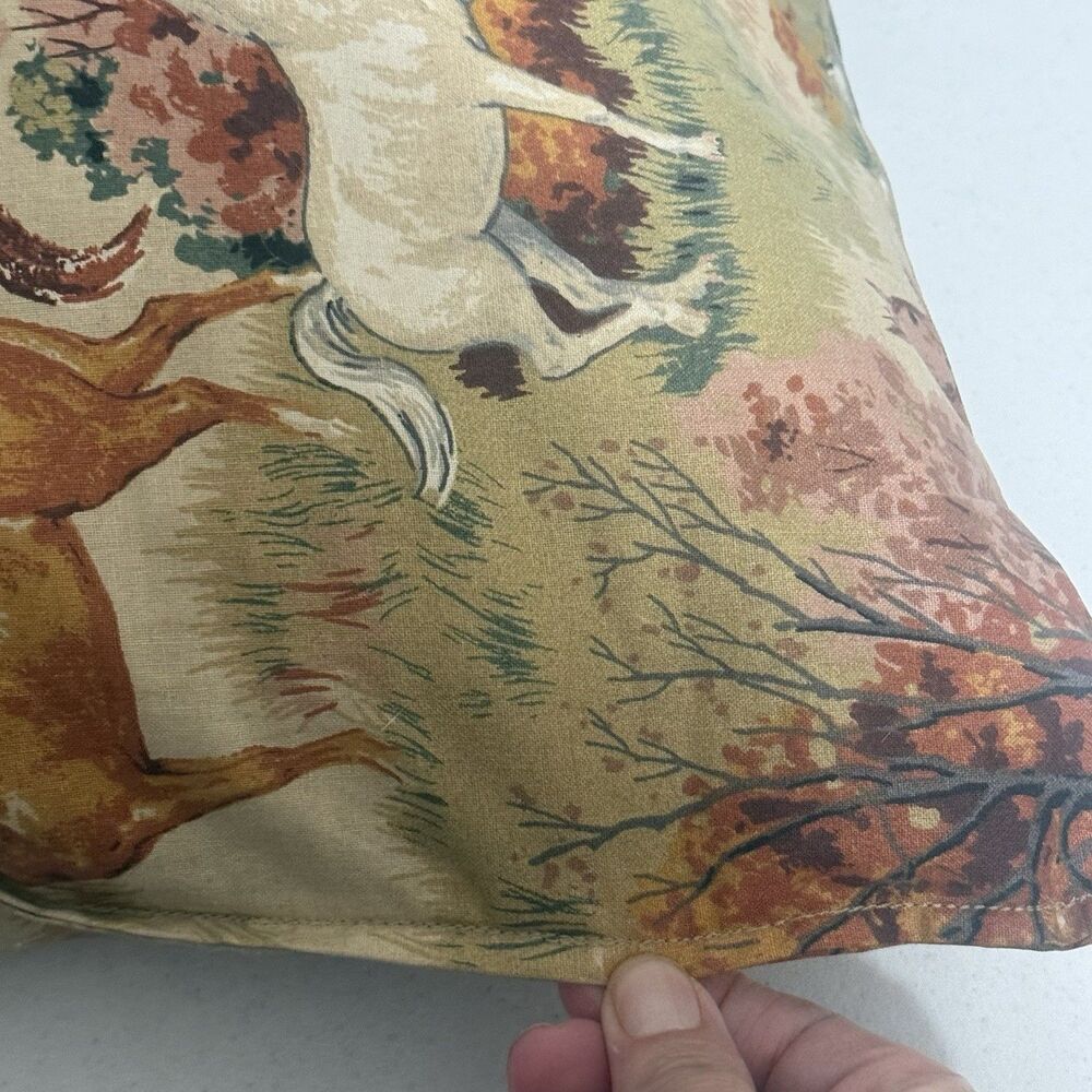 Vintage Horse Pasture Pond Fabric Handmade Pillow 21”x15” Cabin Equestrian - Picture 4 of 8